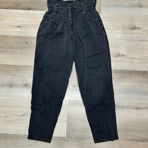 Vintage 80's Get! Paper Bag Black Mom Jeans High Waist Rise Tapered Sz 9/10 S/M